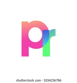 Initial Letter PR Lowercase Logo green, pink and Blue, Modern and Simple Logo Design.