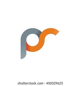 initial letter pr modern linked circle round lowercase logo orange gray
