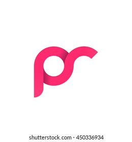 initial letter pr modern linked circle round lowercase logo pink