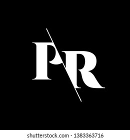 Initial Letter PR Monogram Sliced. Modern logo template isolated on black background