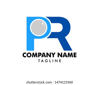 Initial Letter PR With Pearl Icon Logo Template Design