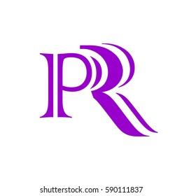 initial letter P,R purple color logo vector