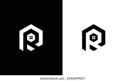 Initial Letter PR R with Real Estate Logo Design Vector
