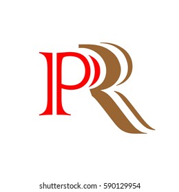 initial letter P,R red and brown color logo vector