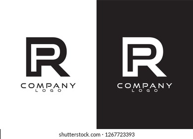 Initial Letter pr, rp Logo Template Vector Design with black and white background