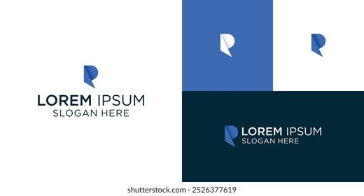 Initial Letter PR, RP Logo Template Vector Design with black, blue and white background
