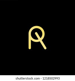 Initial letter PR RP minimalist art logo, gold color on black background.