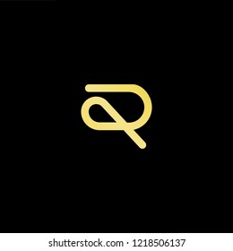 Initial letter PR RP minimalist art logo, gold color on black background.