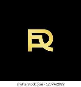 Initial letter PR RP minimalist art logo, gold color on black background. - Vector 