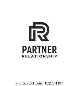 Initial Letter PR RP R Logo-Design mit einfachem Zeilenstil