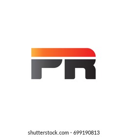 Initial letter PR, straight linked line bold logo, gradient fire red black colors