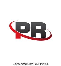 initial letter PR swoosh ring company logo red black