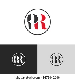 Initial Letter pr uppercase modern logo design template elements. red letter Isolated on black white grey background. Suitable for business, consulting group company.