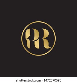 Initial letter pr uppercase modern logo design template elements. Gold letter Isolated on black  background. Suitable for business, consulting group company.