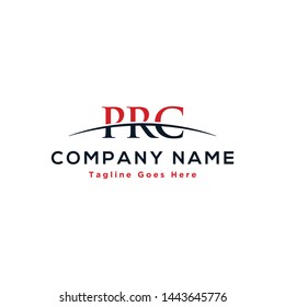 Initial letter PRC, overlapping movement swoosh horizon logo company design inspiration in red and dark blue color vector