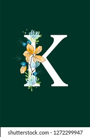 Initial Letter Printable Poster Flower Art Stock Vector (Royalty Free ...