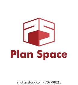 Letra inicial PS en el logotipo del formulario de cubo o hexágono. Logo de bienes inmuebles