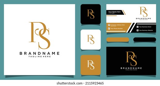 Initial letter PS logo, monogram logo with business card design