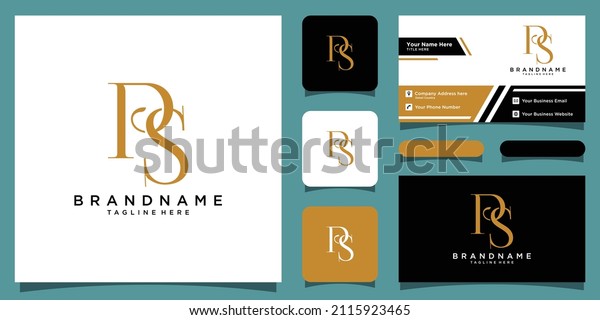 Initial letter PS logo, monogram logo with\
business card design