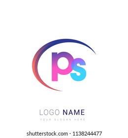 initial letter PS logotype company name, coloreful and swoosh design. vector logo for business and company identity.