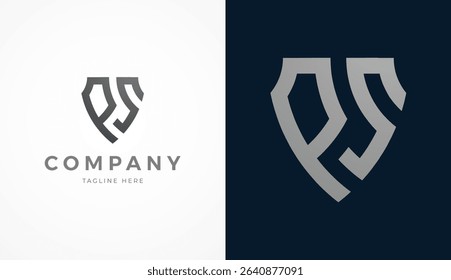Initial Letter PS Shield Logo Design, Stylish letter PS forming a Shield icon, usable for brand and company logos, vector illustration