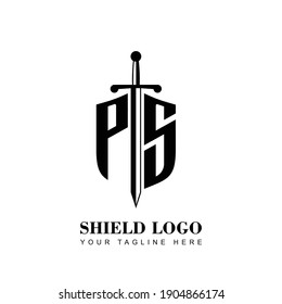 Initial Letter PS Shield shape and sword logo template