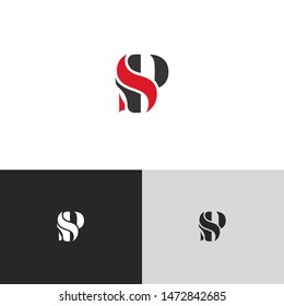 Initial Letter ps uppercase modern logo design template elements. red letter Isolated on black white grey background. Suitable for business, consulting group company.