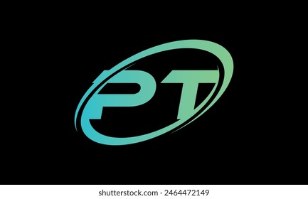 Initial Letter PT Logo. Creative And Modern PT logo Design on black background.