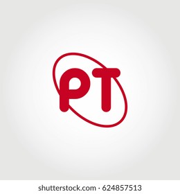 initial letter pt logo red on white background