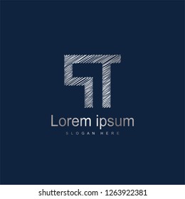 Initial Letter PT Logo Template Vector Design. Silver letter logo