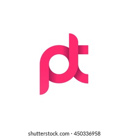 initial letter pt modern linked circle round lowercase logo pink