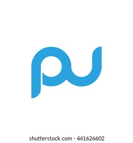 initial letter pu linked round lowercase logo blue