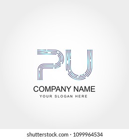 Initial Letter PU Logo Design Vector