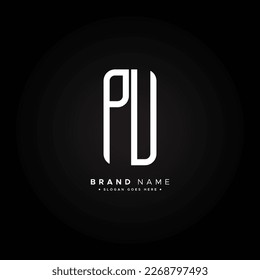Logotipo de letra inicial de la PU - Logotipo comercial mínimo para los alfabetos P y U
