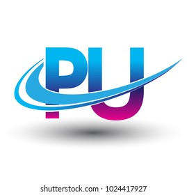 initial letter PU logotype company name colored blue and magenta swoosh design. vector logo for business and company identity.
