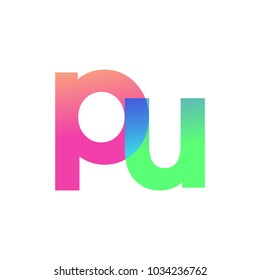 Initial Letter PU Lowercase Logo green, pink and Blue, Modern and Simple Logo Design.