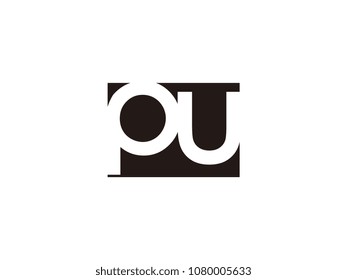 Initial letter pu lowercase logo black and white
