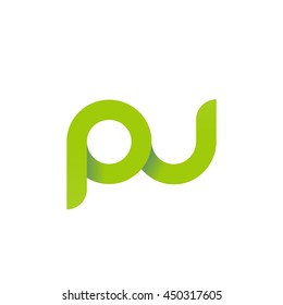 initial letter pu modern linked circle round lowercase logo green
