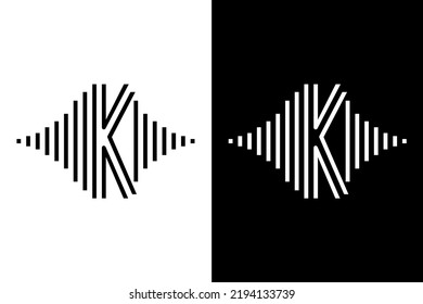 Initial letter with pulse music player black and white. Very suitable for symbol, logo, company name, brand name, personal name, icon and many more.
