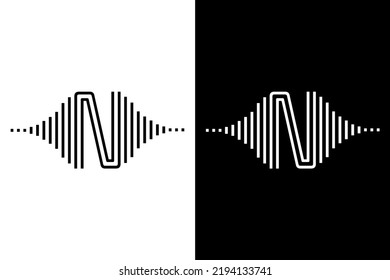 Initial letter with pulse music player black and white. Very suitable for symbol, logo, company name, brand name, personal name, icon and many more.