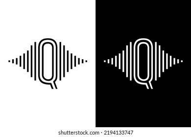 Initial letter with pulse music player black and white. Very suitable for symbol, logo, company name, brand name, personal name, icon and many more.