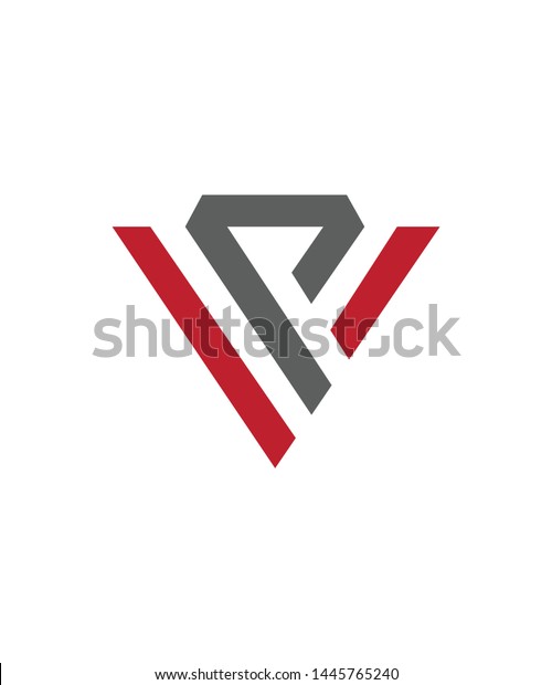 Initial Letter Pv Logo Red Grey Stock Vector (Royalty Free) 1445765240