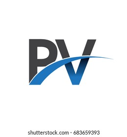 initial letter PV logotype company name colored blue and grey swoosh design. vector logo for business and company identity.
