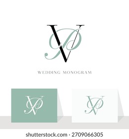 Ilustración vectorial inicial del diseño del logotipo de PV VP para la pareja, la boda y el negocio