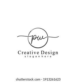 Ursprünglicher Brief PW Kalligrafie handgeschriebenes Logo. Handgeschriebenes Alphabet in der Logo-Vorlage. Buchstaben und Alphabet für Ihr Logo-Design.