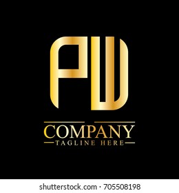 Initial Letter PW Linked Box Design Logo