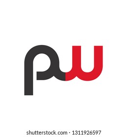 Initial Letter PW Linked Circle Lowercase Logo Black Red Icon Design Template Element - Vector