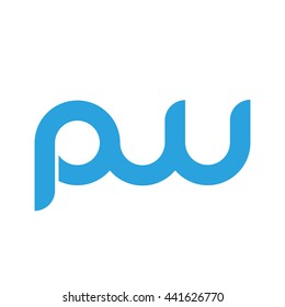 initial letter pw linked round lowercase logo blue
