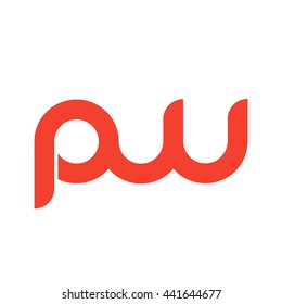 initial letter pw linked round lowercase logo red