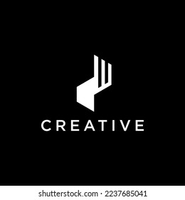 initial letter PW  logo  design with abstract and geometric idea